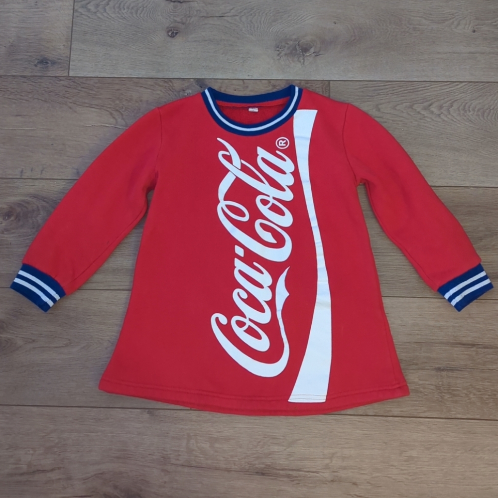 Coca Cola Kids Red and White Long Sleeve Sweater Dress